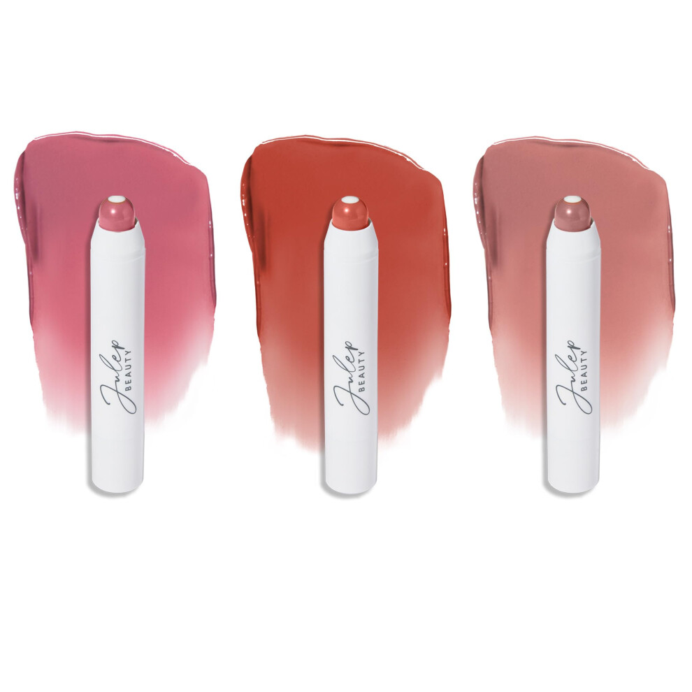 Julep It's Balm: Tinted Lip Balm + Buildable Lip Color Trio - Vintage Mauve 90S Neutral Canyon Rose - Natural Gloss Finish - Hydrating Vitamin E Cor