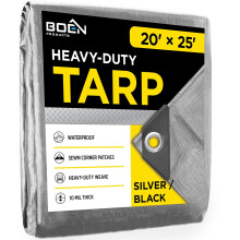 Heavy Duty Tarp waterdichte grote hoes | Zilver/zwart 20' x 25' 10 Mil dik | Scheurbestendige zeilen | Dik geweven materiaal, UV-bestendig, ideaal vo