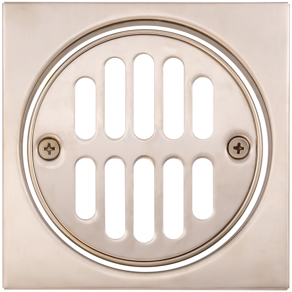 Carrelage de douche carré en laiton Westbrass R313-07 de 4-1/4 po avec grille de filtre ronde de 3-1/2 po de diamètre extérieur, couvercle de dra