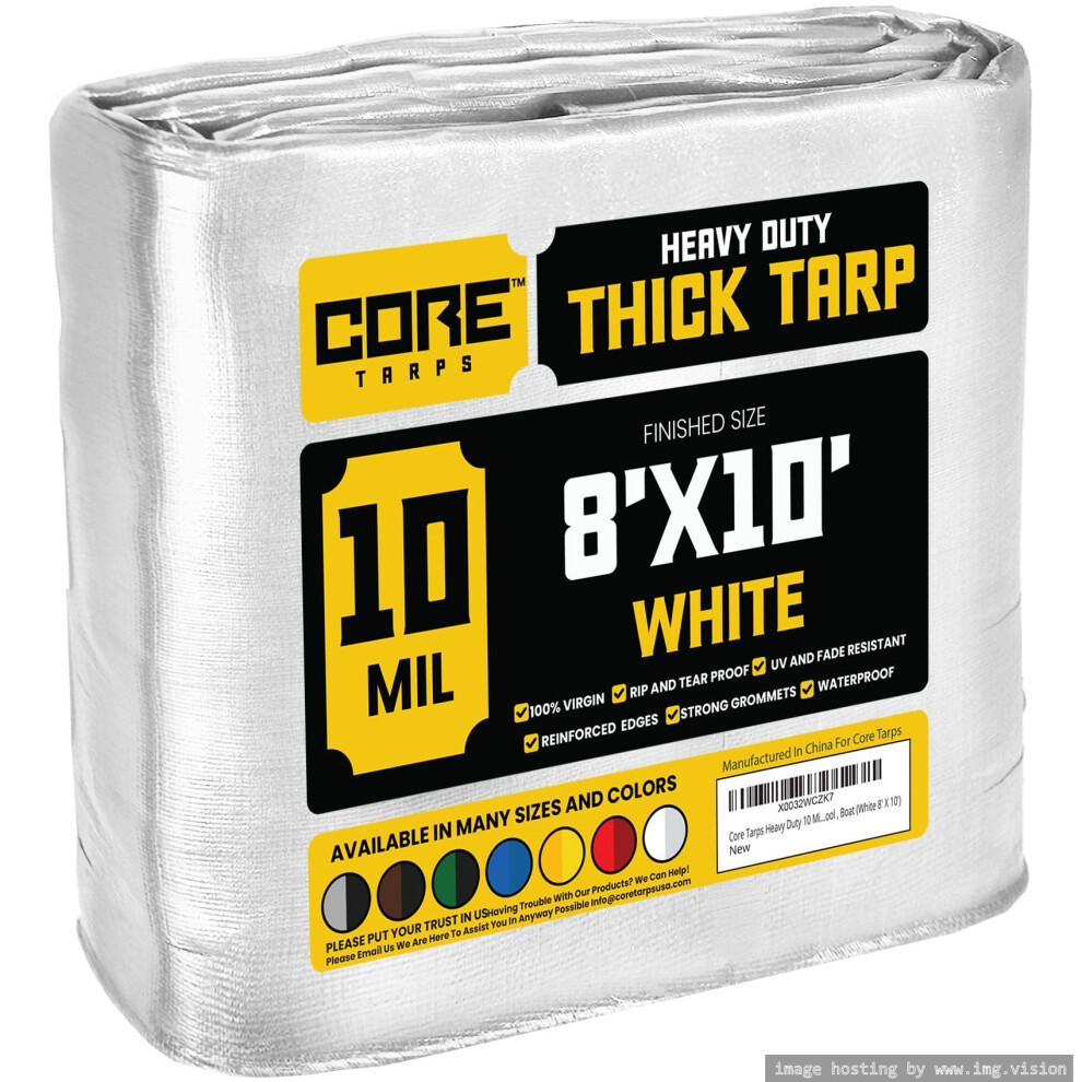 Core Tarps Heavy Duty 10 Mil Tarp Cover Waterproof Uv Resistant Rip And Tear Proof Poly Tarpaulin With Reinforced Edges For Roof Camping Patio 810100670092