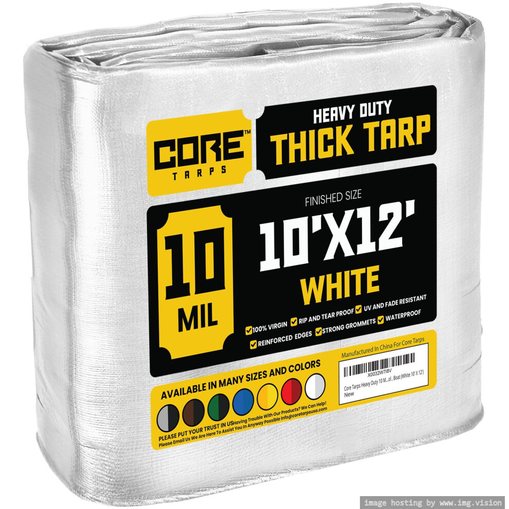 Core Tarps Heavy Duty 10 Mil Tarp Cover Waterproof Uv Resistant Rip And Tear Proof Poly Tarpaulin With Reinforced Edges For Roof Camping Patio 810100670122