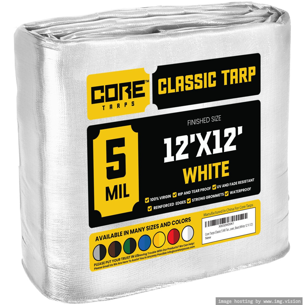 Core Tarps Classic 5 Mil Tarp Cover Waterproof Uv Resistant Rip And Tear Proof Poly Tarpaulin With Reinforced Edges For Roof Camping Patio Pool 810077418345