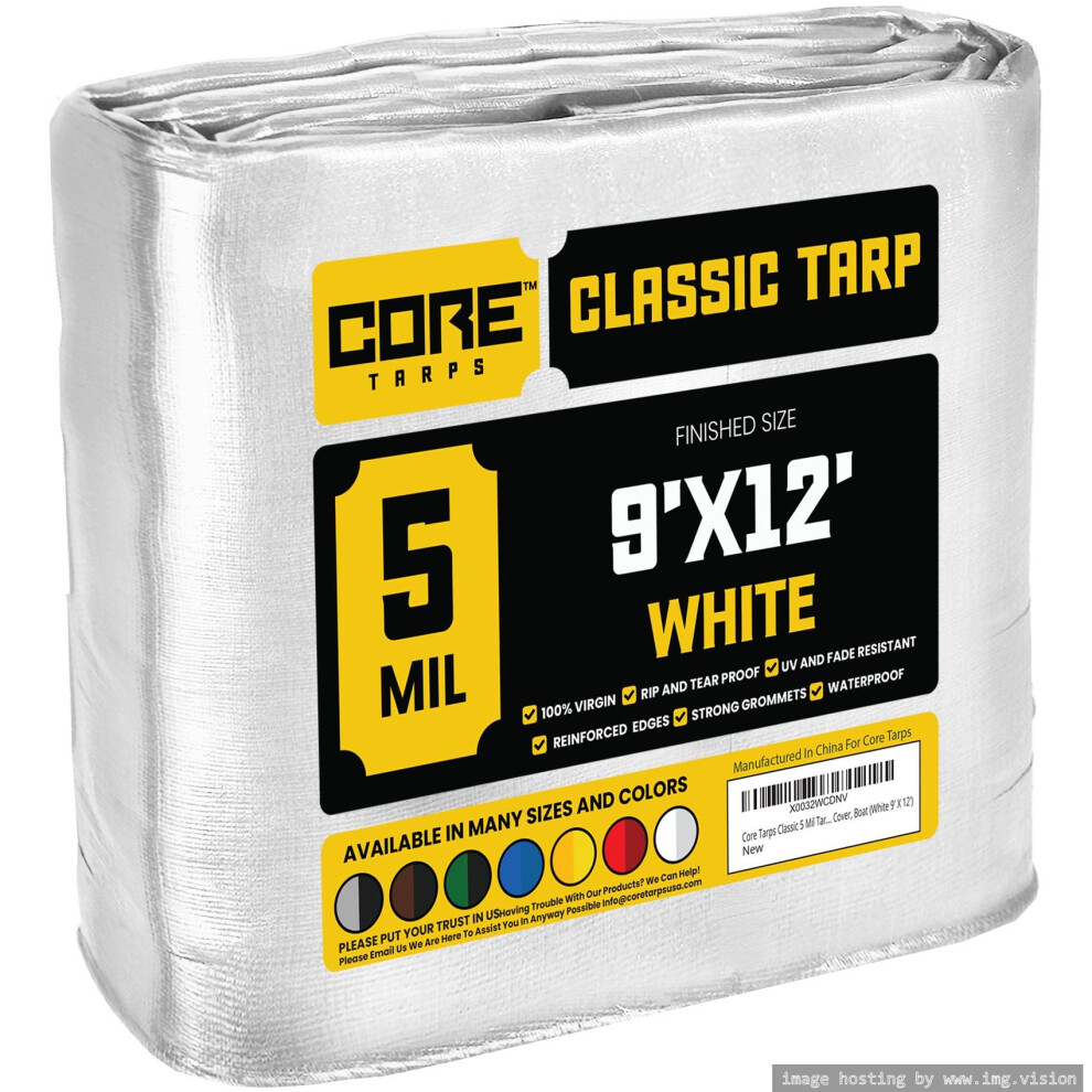 Core Tarps Classic 5 Mil Tarp Cover Waterproof Uv Resistant Rip And Tear Proof Poly Tarpaulin With Reinforced Edges For Roof Camping Patio Pool 810077418307