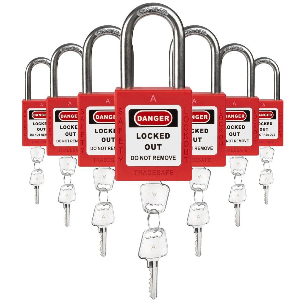Tradesafe Lockout Tagout Lock Sets 7 Red Keyed Alike Unlimited Grouping Safety Padlocks 2 Keys Per Lock Osha Compliant Loto Locks For Lock Out Tag 729105146108