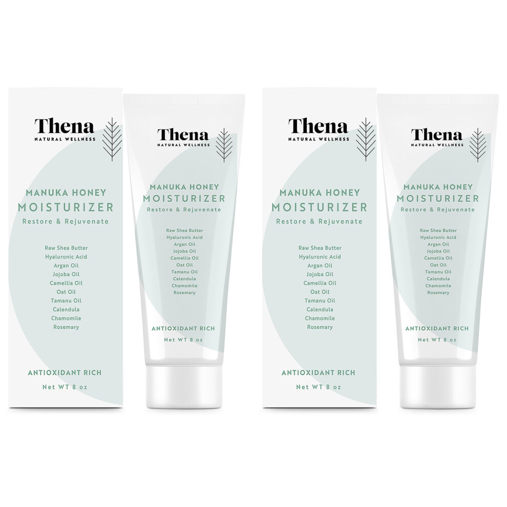 Restore & Rejuvenate (8 oz) 2Pack - Manuka Honey Cream Moisturizer Ointment for Dry Sensitive Distressed Aging Skin - Women & Men All Ages - Thena RES