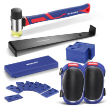 WORKPRO Installatieset voor laminaatvloeren - Rubberen hamer met glasvezelhandvat Vloerkniebeschermers Zware trekstang Stevig stootblok en afstandhou