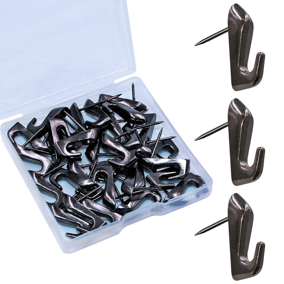 30 Pcs Push Pin Picture Hooks Push Pin Hangers Decorative Push Pins For Wall Hanging Thumb Tacks For Hanging Bulletin Board Hooks (Black) 723508789511