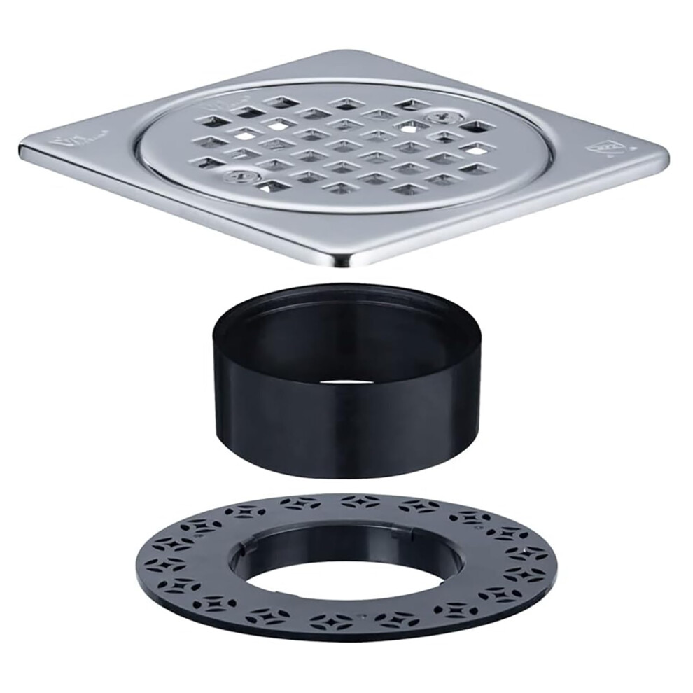 Uni-Drain Shower Drain Square 4 Inch With Flange Drain Grate Kit Replacement 304 Stainless Steel Compatible With Schluter Systems Kerdi Shower Drain 774827962475
