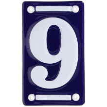 Esschert Design House Numbers 6 inch Enamel Blue and White Address Number Plate - Number 9 Modern House Numbers for Outside
