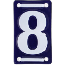 Esschert Design House Numbers 6 inch Enamel Blue and White Address Number Plate - Number 8 Modern House Numbers for Outside
