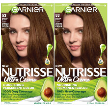 Garnier Hårfärg Nutrisse Nourishing Creme, 53 Medium Golden Brown (Kastanj) Permanent Hårfärg, 2-pack