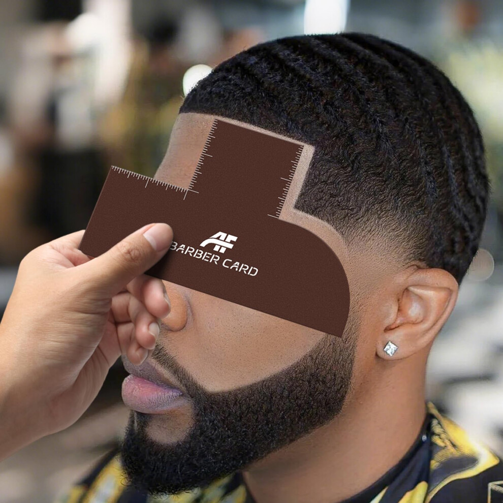 Courtstencil Brown Enhancement Card For Barbers With Measurement Indicators Reusable Barber Line Up Tool And Color Spray Edge Hairline Shaping Tool ( One-Size)
