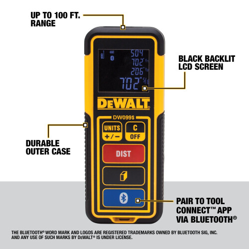 DeWalt DEWALT Laser-Entfernungsmesser 100 Fu   mit Bluetooth (DW099S) 1