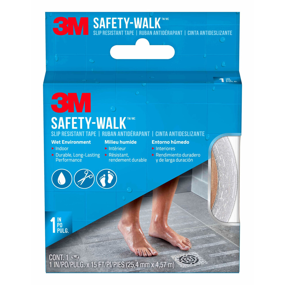 3M Safety-Walk Tub and Shower Tread  Clear  1-Inch by 180-Inch Roll  7640NA