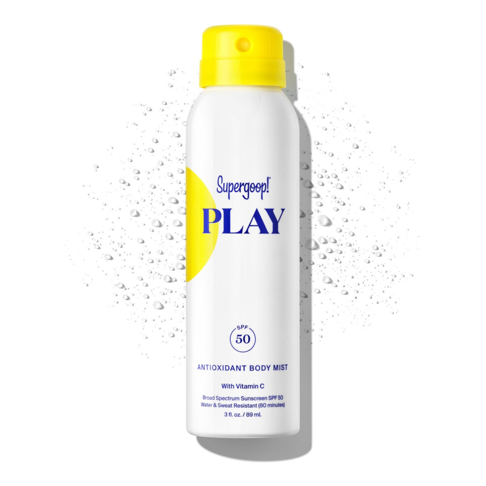 Supergoop! Play Antioxidant Body Mist W/ Vitamin C 3 Fl Oz - Spf 50 Pa++++ Broad Spectrum Sunscreen - Body Spray For Sensitive Skin - Clean Ingredien