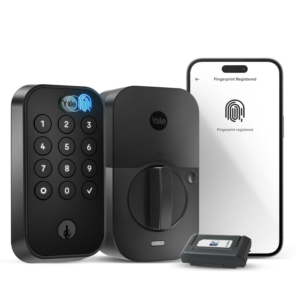 Yale Assure Lock 2 Touch Deadbolt  Black Suede Smart Entry Door Lock with Z-Wave (ZW3) Connected Touch Keypad and Fingerprint Scanner with Back-up Key