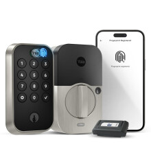 Cerradura inteligente Yale Assure Lock de dos toques en n   quel satinado con teclado t   ctil conectado Z-Wave (ZW3) y lector de huellas dactilares