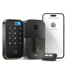 Cerradura inteligente Yale Assure Lock de dos toques, bronce aceitado, con teclado t   ctil conectado Z-Wave (ZW3), lector de huellas dactilares y