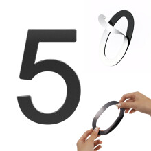 Self-adhesive 5 Inch House Numbers Acrylic House Number Modern House Numbers Black Mailbox Numbers for Outside Address Home Number for Apartments