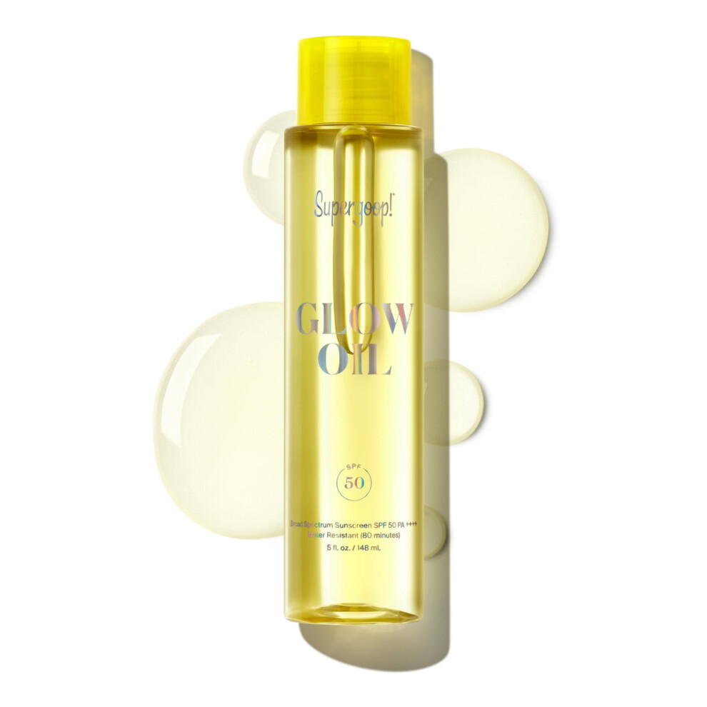 Supergoop! Glow Oil - 5 fl oz - SPF 50 PA++++ Vitamin E Body Oil + Broad Spectrum Sunscreen Protection - With Marigold  Meadowfoam & Grape Seed Extrac