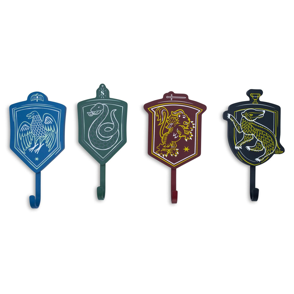 Photos - Other Furniture Harry Potter Hogwarts Houses Wall Hooks Storage Rack Organizer Set of 4 | Freestanding Hat And Coat Rack Wall Mount Home Dec