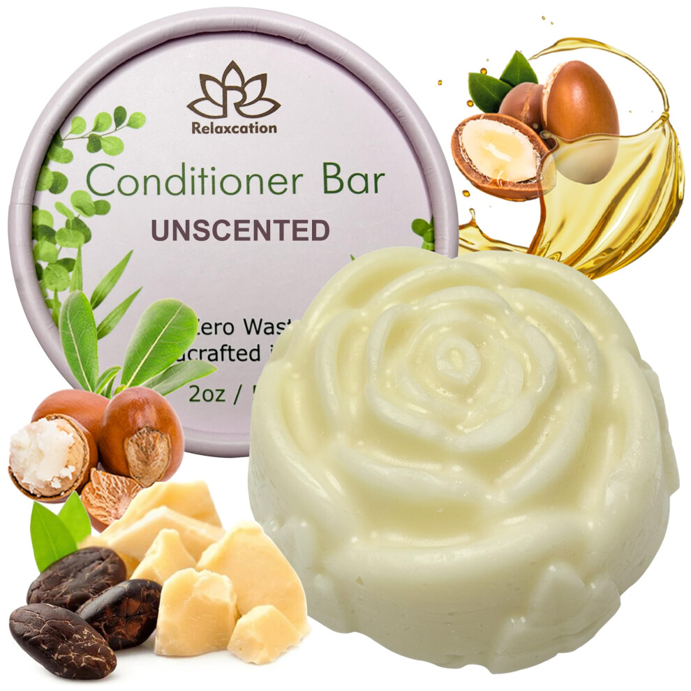 Relaxcation Hair Conditioner Bar For Women And Men | Unscented Softening Moisturizing Plant-Based | Shea Butter Coconut Oil Cocoa Butter Jojoba Oil Argan Oil