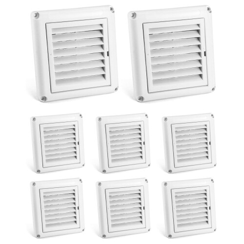 QWORK 4 """" """" Louvant blanc Ensemble de couvertures pour la secheuse exterieure Echappement 8 couvercles de pack Empecher les oiseaux Nesting, y