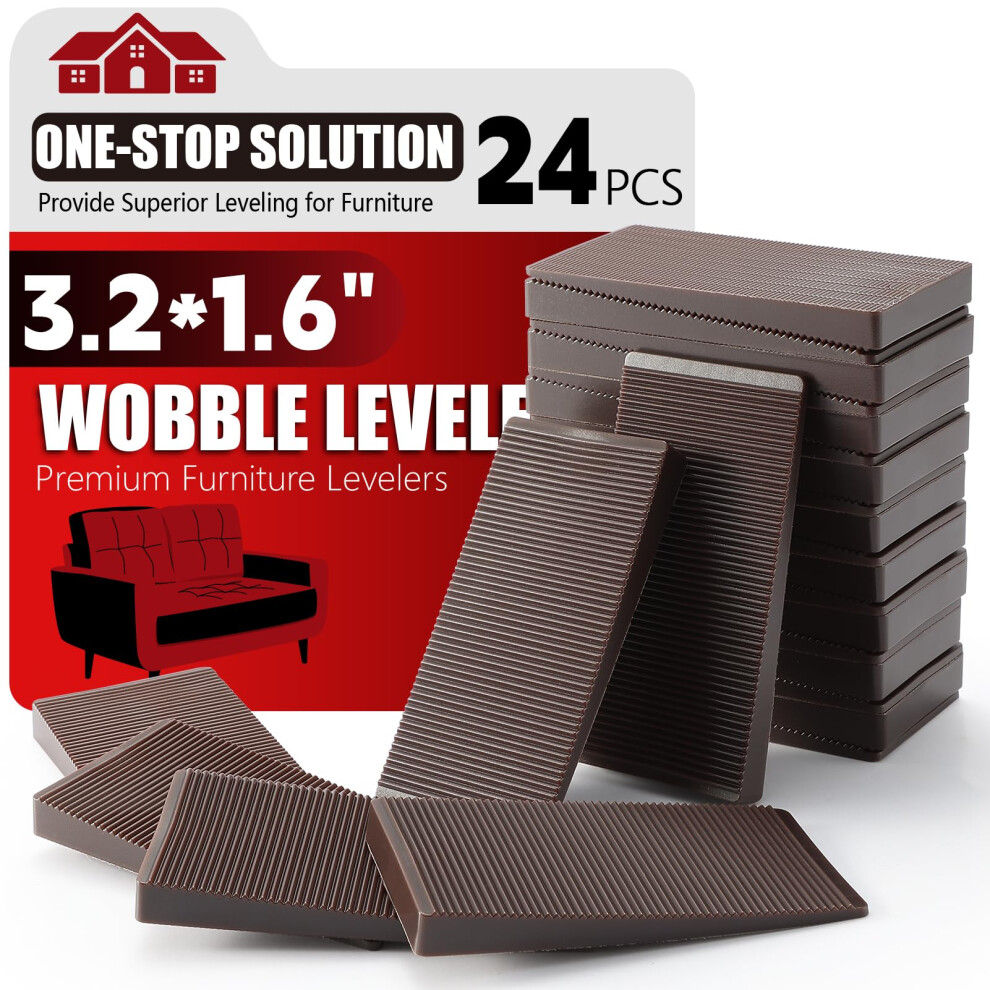 Kit Di Livellatori Per Mobili Da 24 Pezzi, Varie Dimensioni | Spessore In Gomma Multiuso Per Piedini Di Livellamento Stabili | Cuscinetto Anti-Os-image