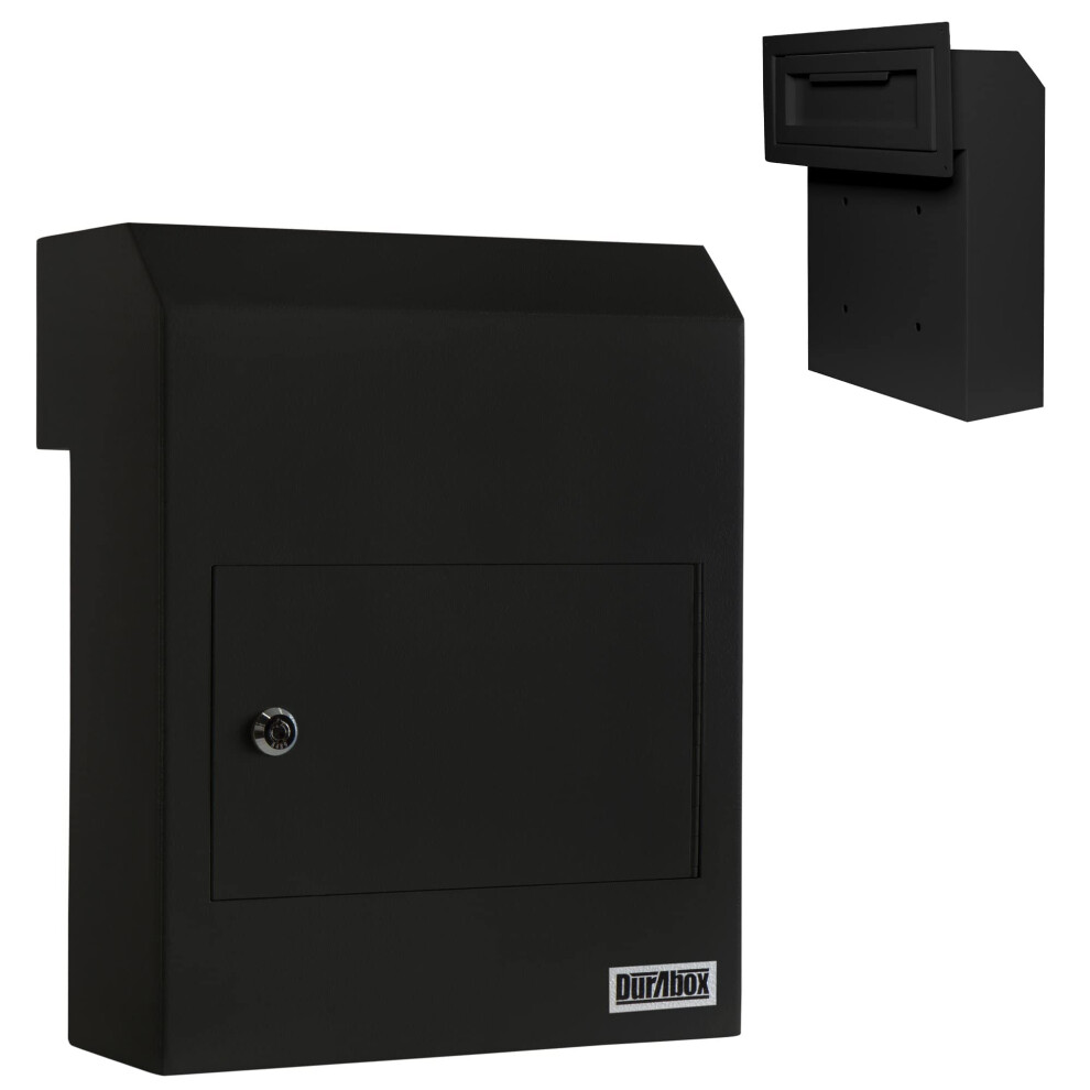 Durabox Through-The-Door Locking Drop Box D500 Heavy Duty Steel Mailbox For Depositing Mail Keys Rent Payments Checks - Door Mail Slot With Rear A