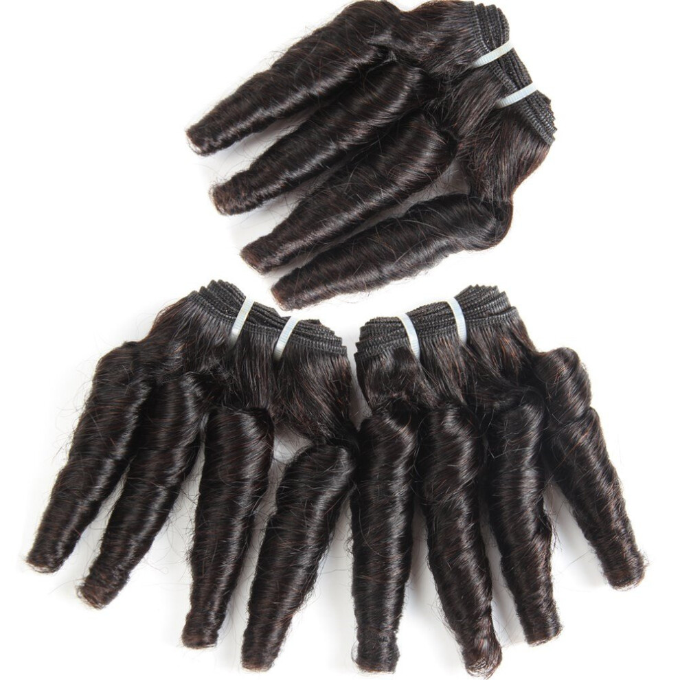 Molefi Brazilian Funmi Hair 3 Bundles Spiral Curl Human Hair Short Curly Weave 9A Unprocessed Brazilian Human Hair Extensions 100G/Pc Full Head Natura