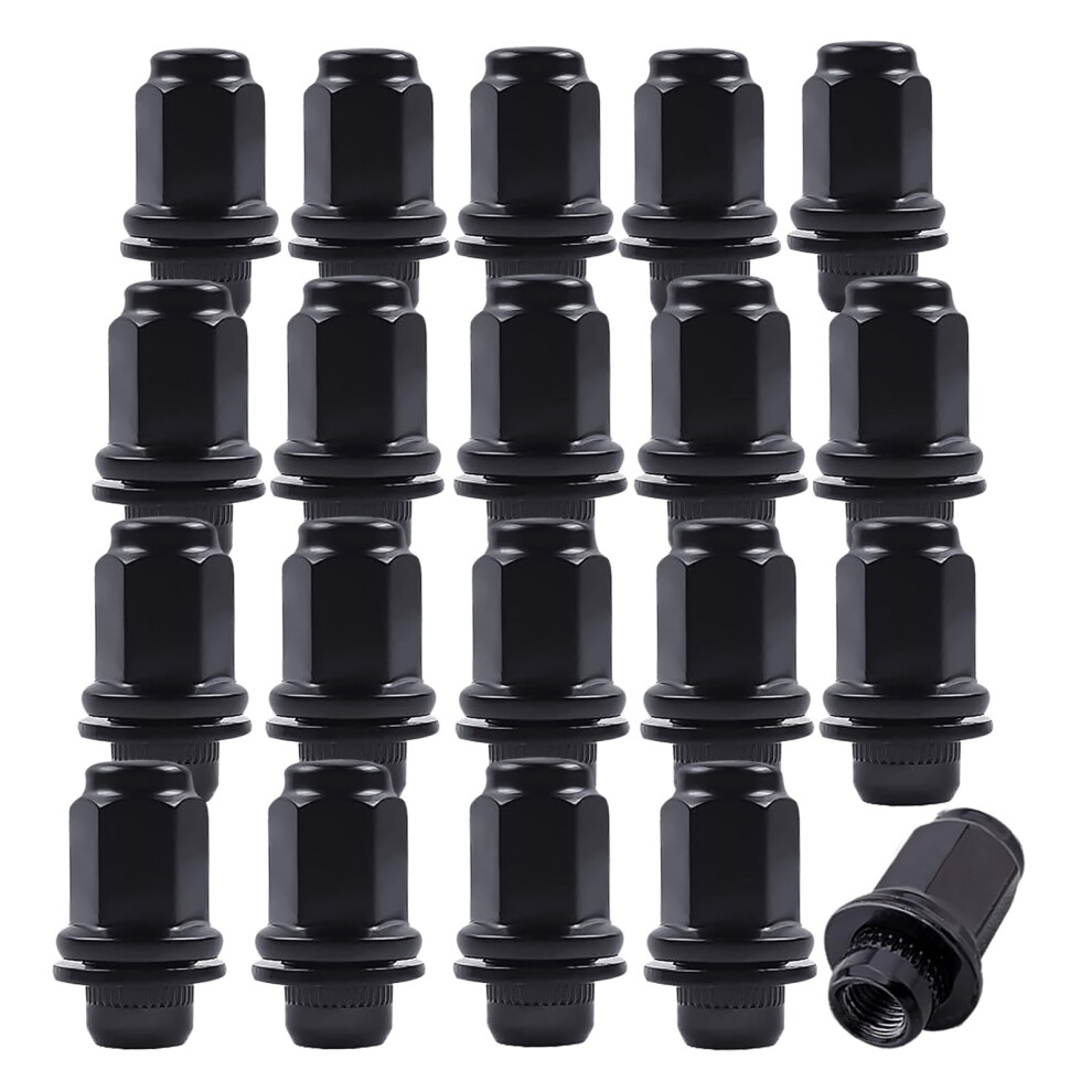 14X1.5mm Oem Style Factory Lug Nuts Set Of 20 7/8 22Mm Hex Mag Washer Lug Nuts 1.80 Inch Compatible With Sequoia Landcruiser Tundra Lexus Lx Black 708707182189