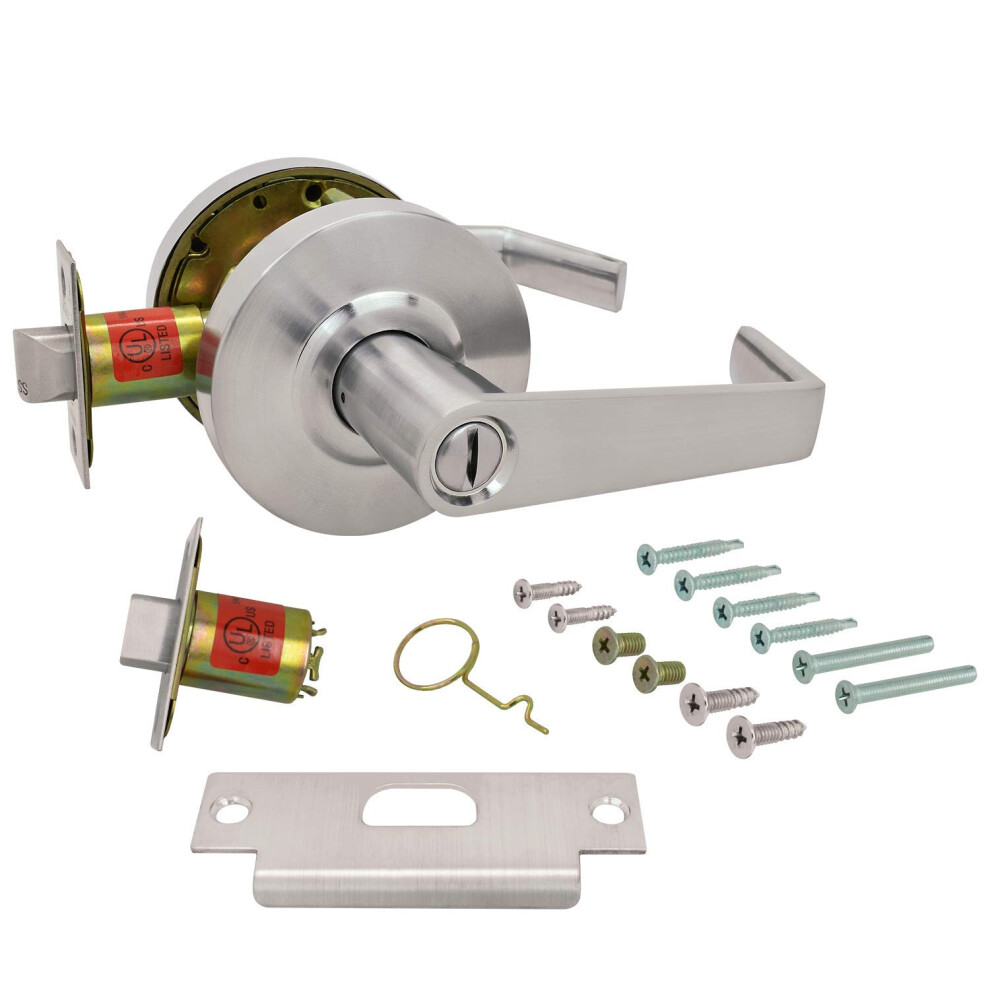 Nuk3y Azure Grade 2 Commercial Duty Cylindrical Lever Lockeset Ada Ul Rated Satin Chrome Us26d (Privacy) 626143094388