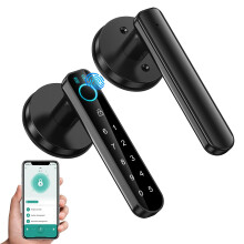 Fingerprint Door Lock- Smart Door knob biometric Door Lock with passcode keypad keyless Entry Door Handle for Bedroom Home Hotel Office Apartment (Bl