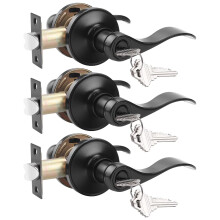 Probrico (3 Pacote) Fechadura de Porta com 3 Chaves, Conjunto de Manípulos de Porta, Preto