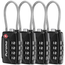 Puroma 4 Pack TSA godkendte bagage låse 4 ciffer Kombination Rejselåser Nulbestillende kodelås med zinklegerings krop til kuffert værktøjskasse r