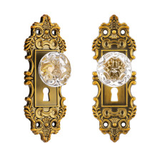 Vintage Cabinet Knobs Antique Brass Drawer Pulls Dummy Door Knob with Plate for Bedroom Cabinets Furniture Closet Dresser Drawers Cupboard Clear Decor