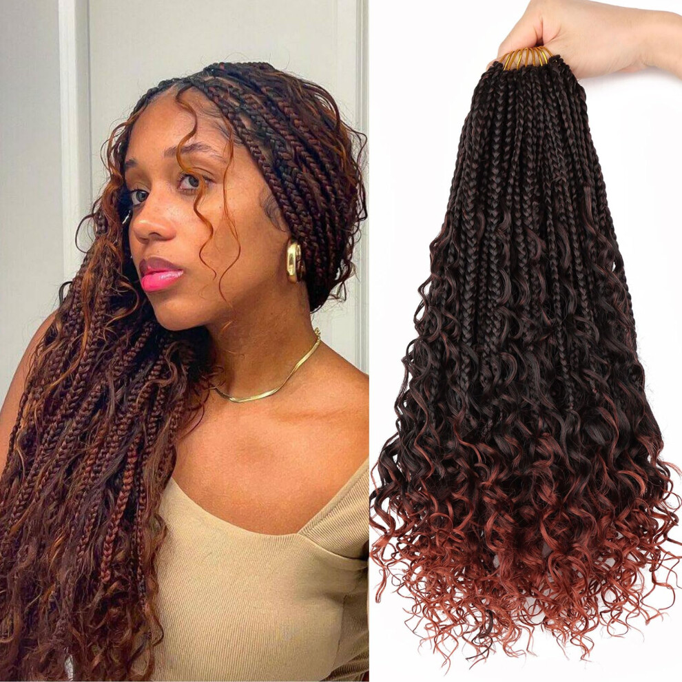 Lycsou 18 Inch Goddess Box Braids Crochet Hair For Black Women 8 Packs Crochet Box Braids Pre-Looped Boho Box Braids Crochet Braids Synthetic Braiding T350