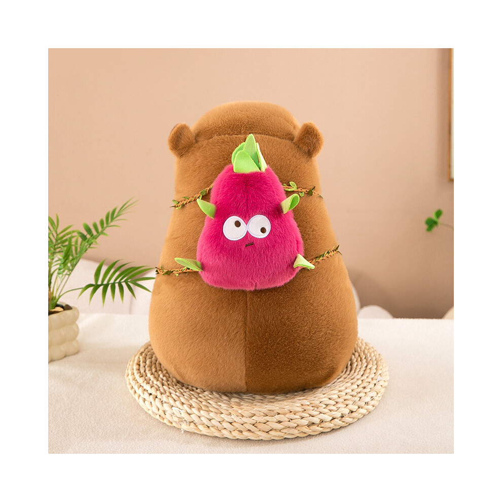 (Pitaya, 22cm/8.66in) Backpack Plush Capybara Toy Avocado Dragon Fruit Apple Birthday Children Gift-image-OPC-PGTFFTG-NEW