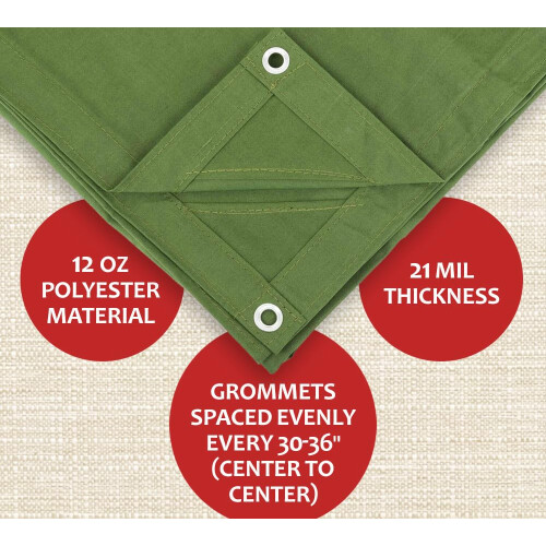 Mytee Products 10' x 12' Πράσινη Τέντα Καμβά 12oz Ανθεκτική στο Νερό 1
