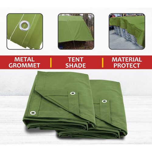 Mytee Products 10' x 12' Πράσινη Τέντα Καμβά 12oz Ανθεκτική στο Νερό 2