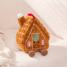 (Gingerbread House) Plush Toy Christmas Gingerbread House Stars Xmas Tree Decoration Doll Stuffed