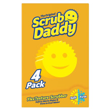 Scrub Daddy Original Smiley Sponge naarmuuntumaton Pestävä uudelleenkäytettävä keittiön ja kylpyhuoneen hankaussieni Flextexture - 4 kpl pakkaus