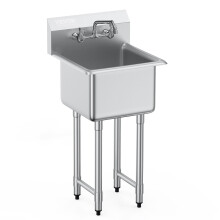 VEVOR Stainless Steel Prep & Utility Sink 1 Compartment Free Standing Small Sink Include Faucet & legs commercial Single Bowl Sinks for Garage Resta