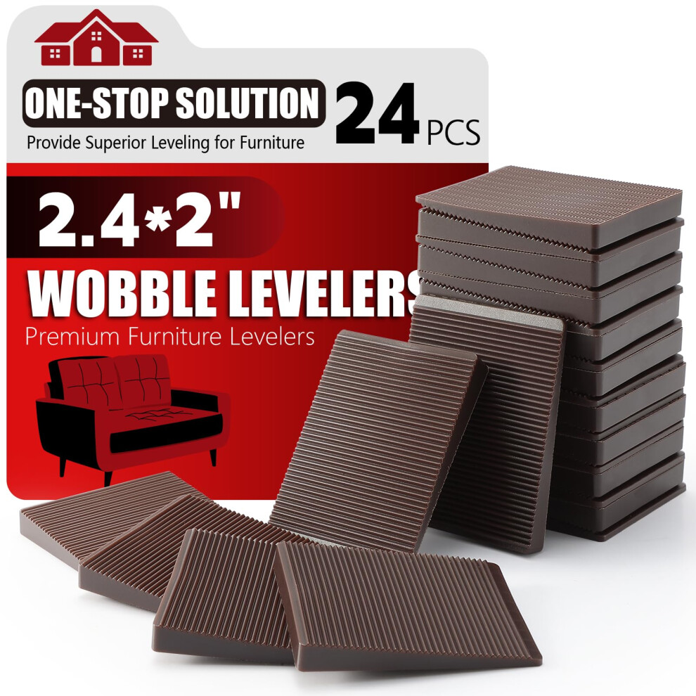 Furniture Leveler 24Pcs Kit Size Variety | Multi-Purpose Rubber Shim For Leveling Feet Stable | Anti-Wobble Pad For Uneven Table Dresser Leg Toliet 603134798395
