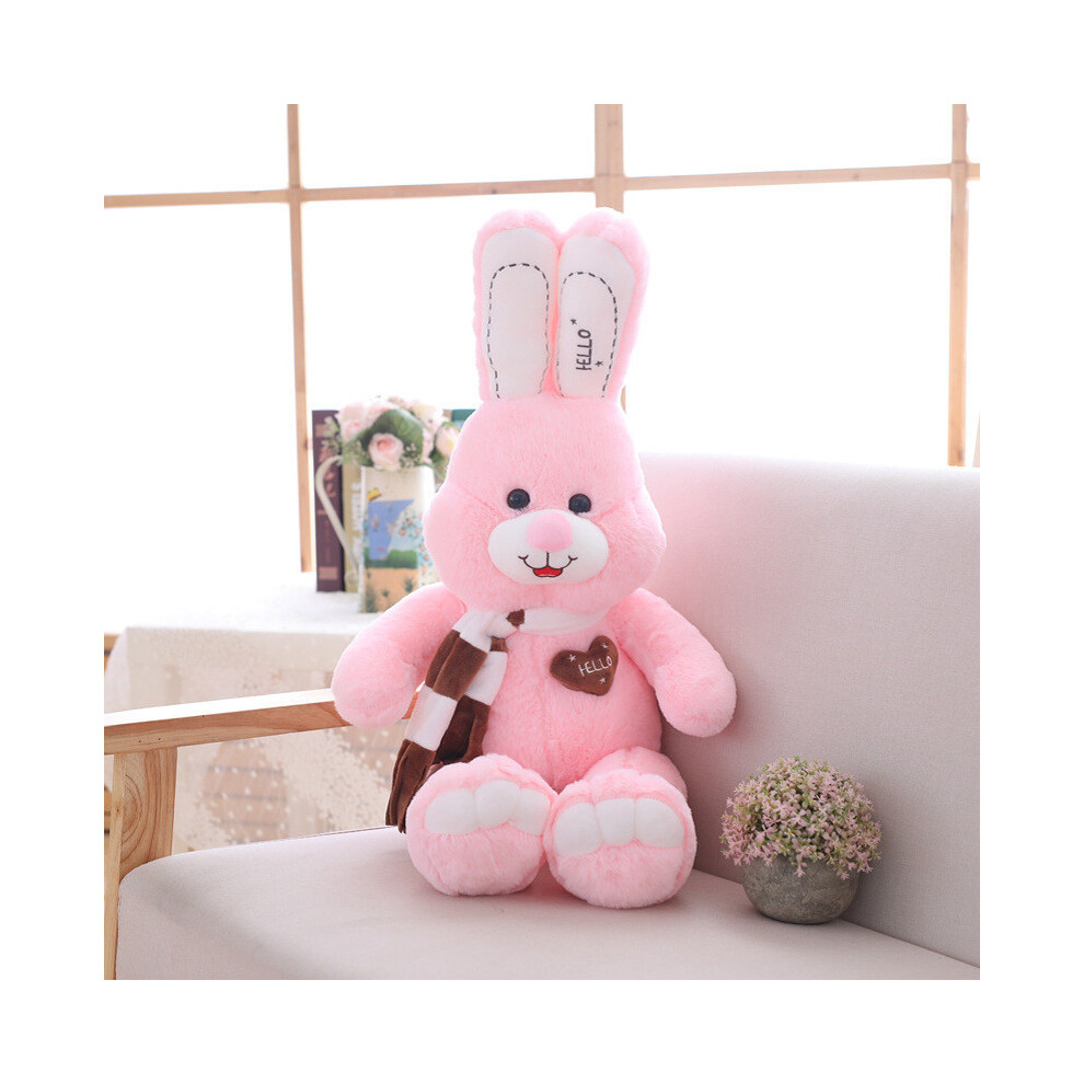 (Pink, 100cm/39.37in) Plush Toys Rabbit Scarf Love Cartoon Animals Fill Doll Xmas Garnish Gift Stuffed-image-OPC-PGTFSC5-NEW