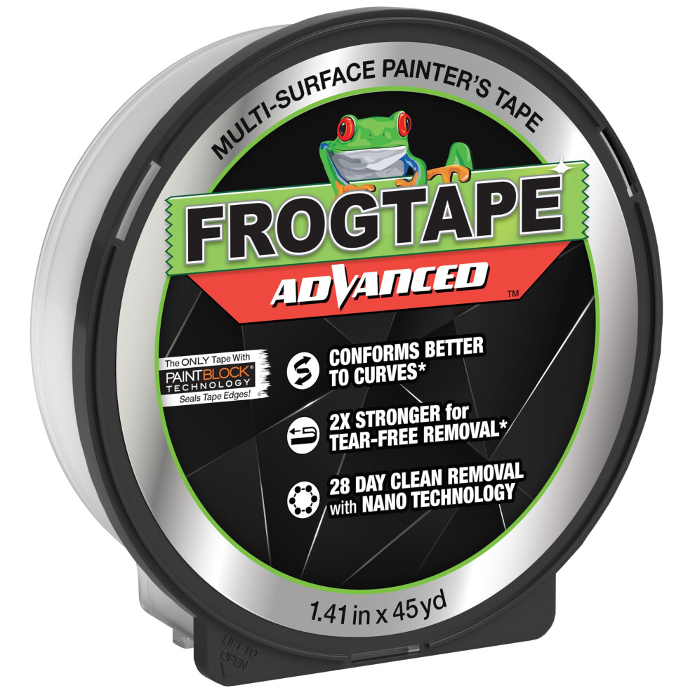 Frogtape Advanced Painters Tape 1.5 Inch Wide (1.41-Inch X 45-Yard) Multi-Surface Tape With Paintblock Conforms Around Curves & Contours Tear-Free 075353128848