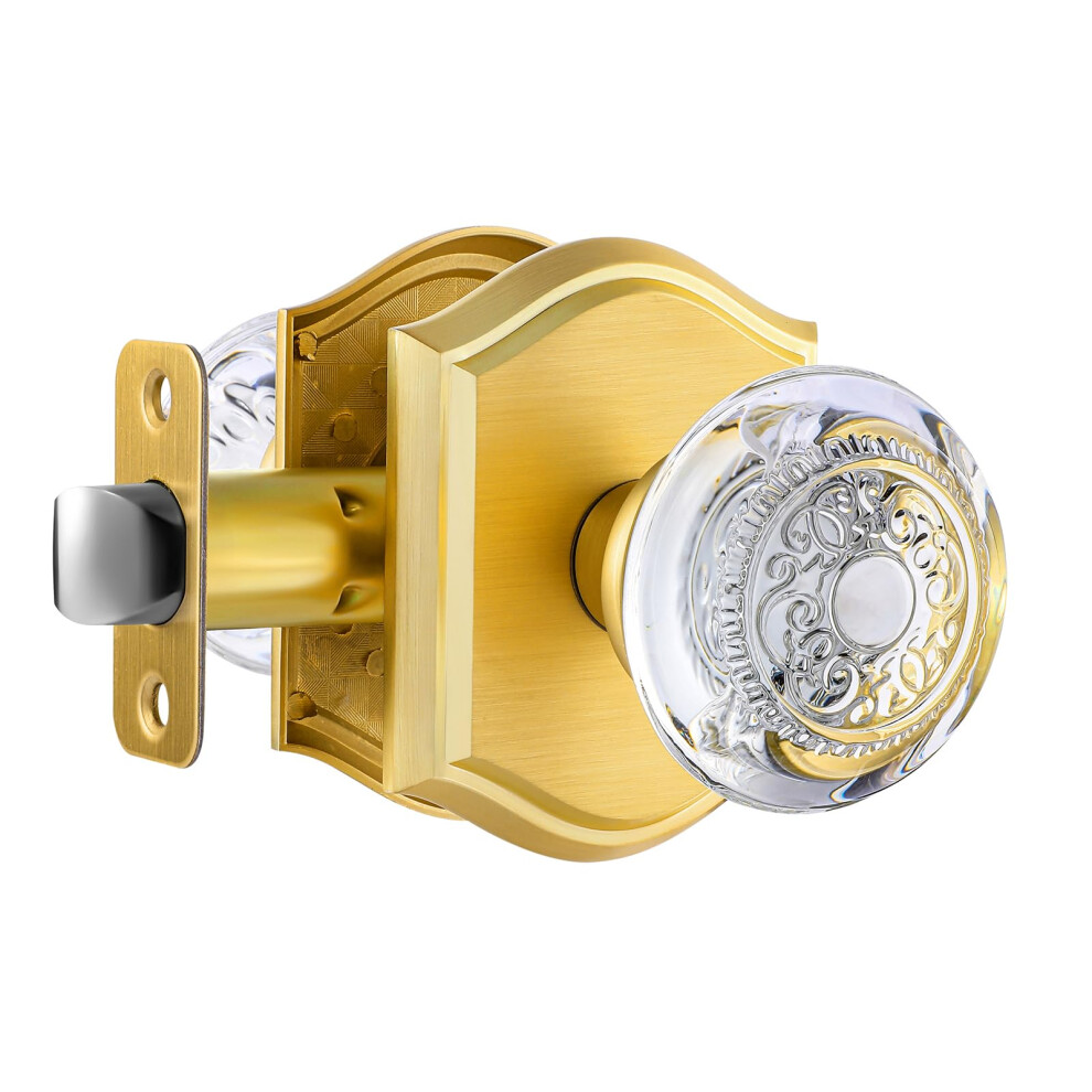 Clctk Turknauf Aus Goldenem Kristallglas, Fur Den Innenbereich, Geburstetes Gold, Fur Durchgangsturen, Fur Schranke Und Flure, Satiniertes Messin-image