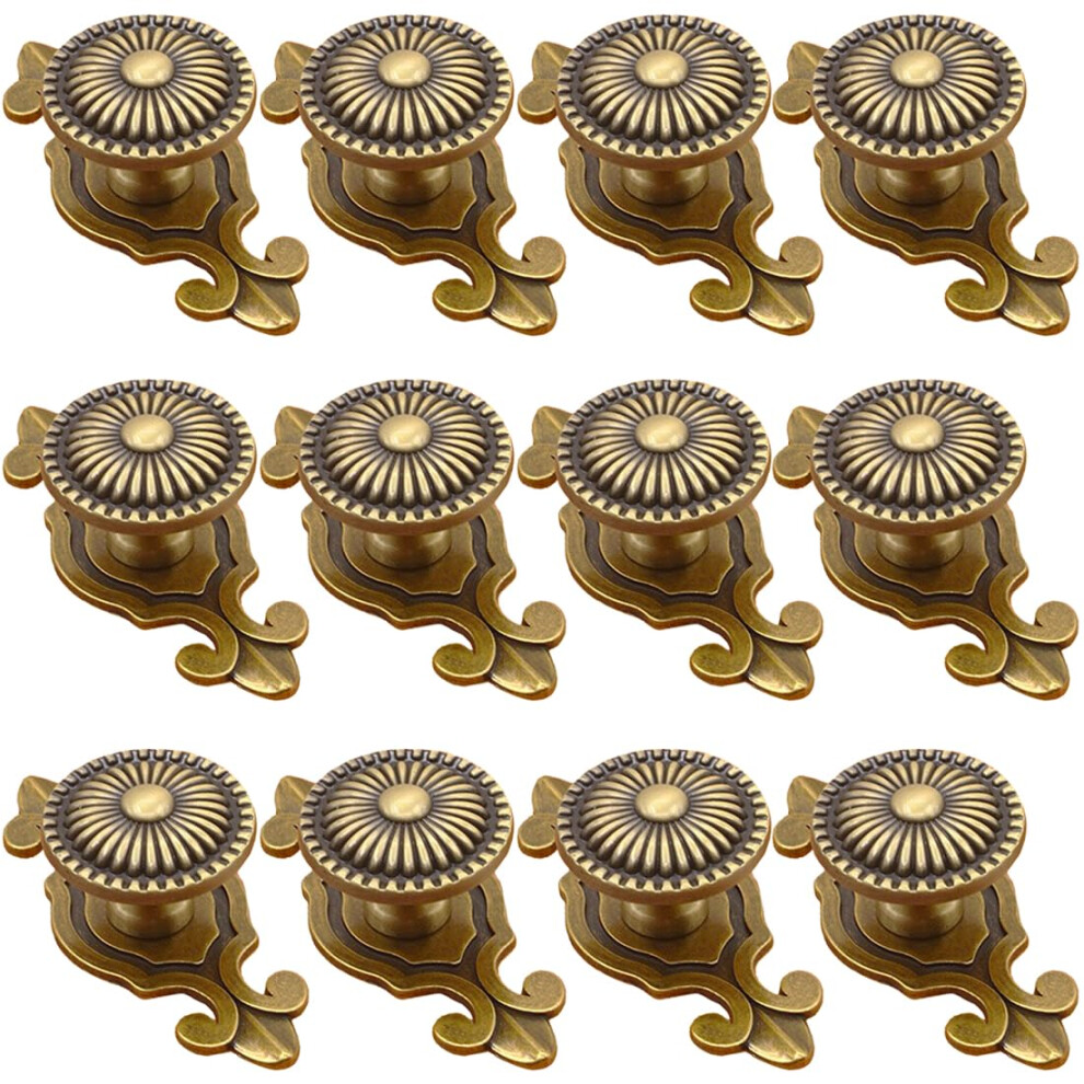 Kelier Brass Cabinet Knobs [12 Pack] Vintage Retro Mushroom Drawer Knobs With Backplate Dresser Pull Handles For Kitchen/Cupboard/Wardrobe/Cabinet ( 721718324461