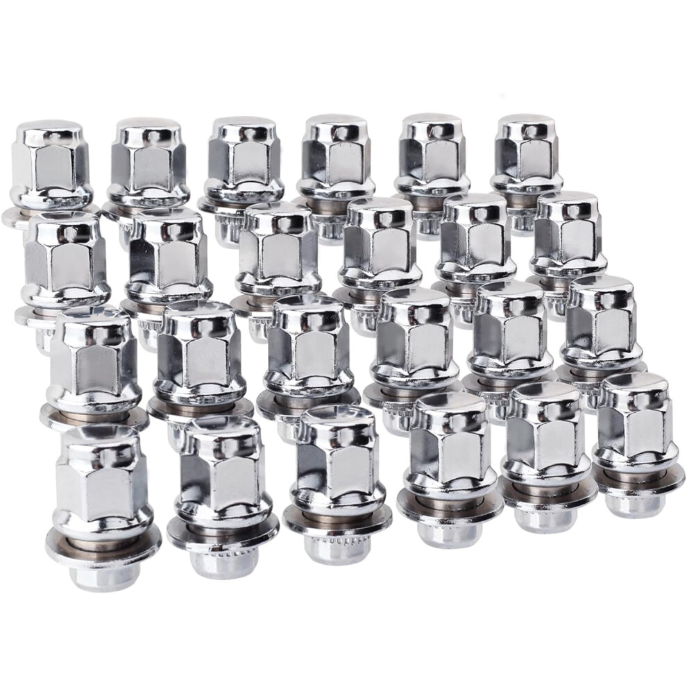 24 Pcs M12x1.5 Lug Nuts With Mag Flat Seat 13/16'' Hex 1.46'' Long Chrome Wheel Lug Nut Compatible With Tacoma 4Runner Cruiser Corolla Fj 708707182202