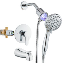 brassqueen Magnetic Shower Faucet Set with 5-Settings Handheld Spray Magnetic Docking Shower Head System with Rough-in Valve and Shower Trim Kit